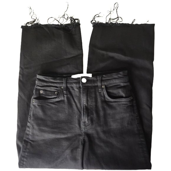 Reformation Womens Cut Off Raw Hem Black Distressed Hem Size 25 Stretch Flood - Picture 3 of 6